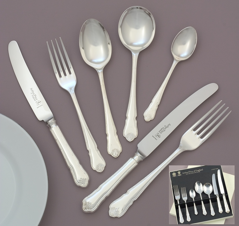 Arthur Price of England Silver Cutlery Set Ritz 7 el.