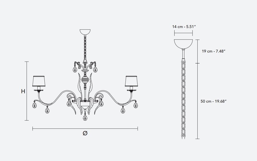 Elegant, white chandelier 6200/12
