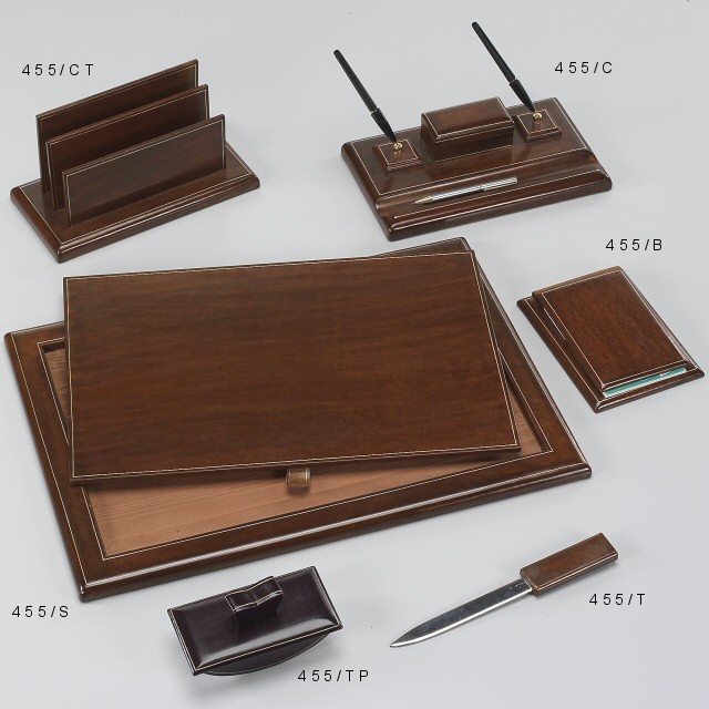 Handmade, leather desk set