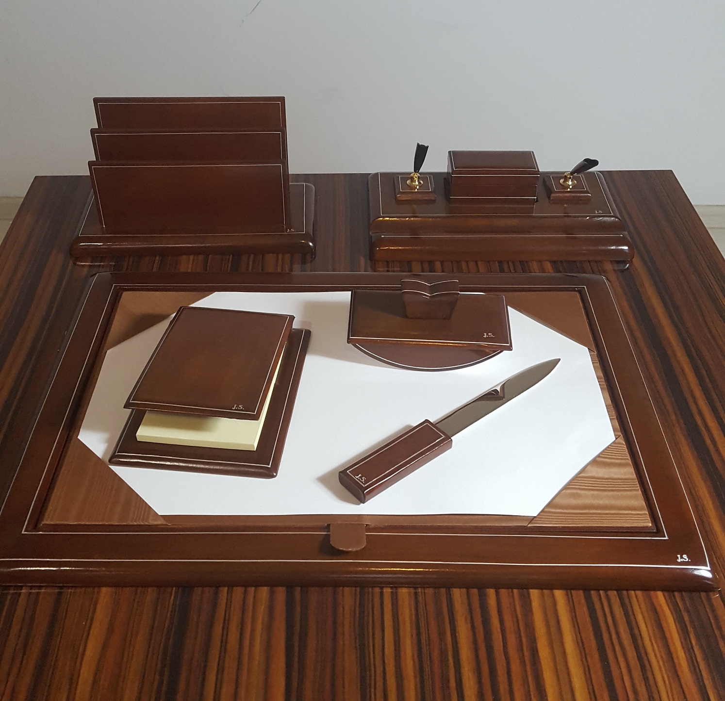 Handmade, leather desk set
