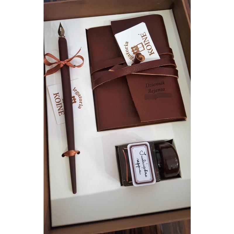 Classic set leather notebook, pen and ink