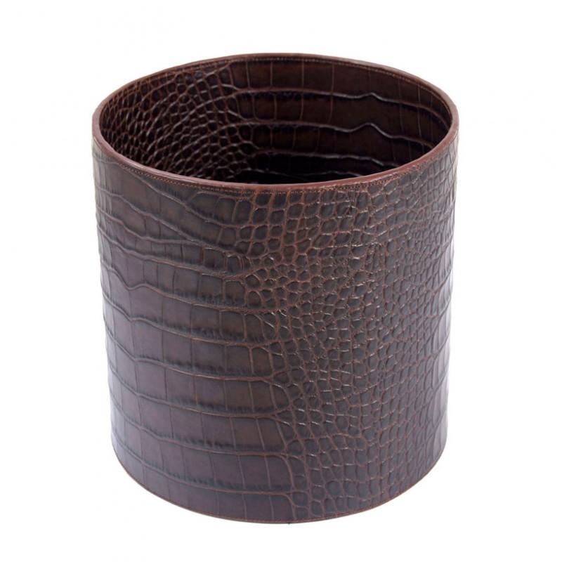 Leather waste paper basket round Absolute Breton