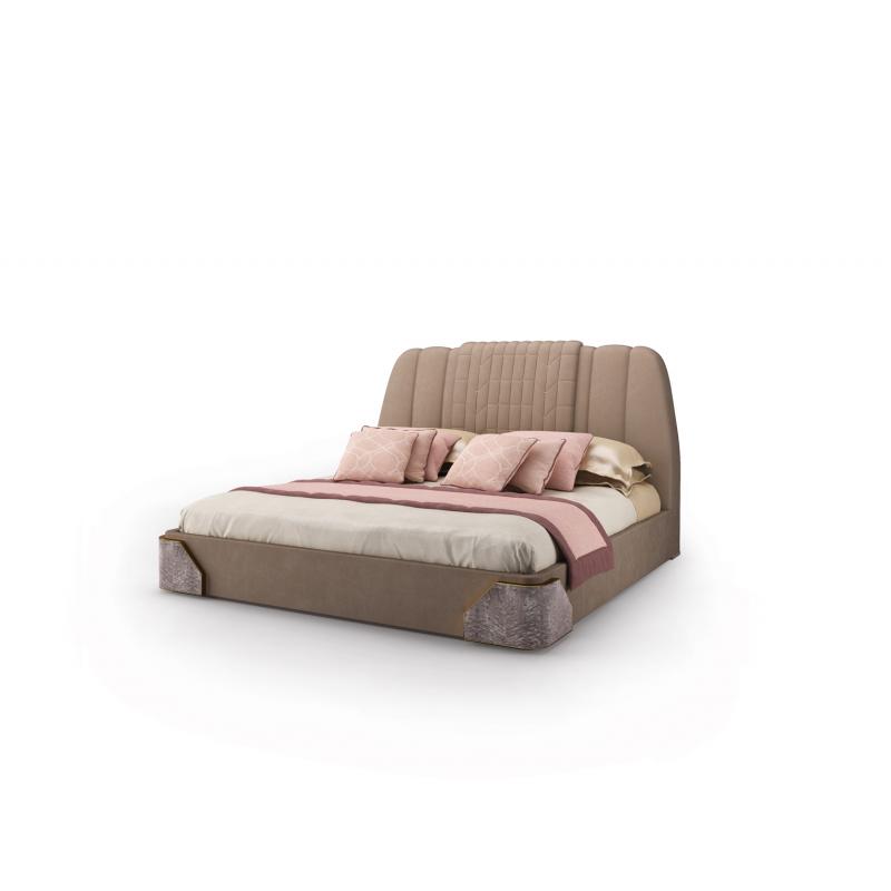 Italian double bed with an upholstered side structure for a luxurious